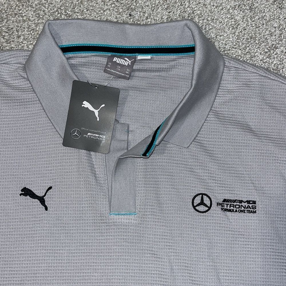 Mercedes Benz AMG Petronas by F1 Formula One Gray Polo Sweatshirt Oversize 3X/2X